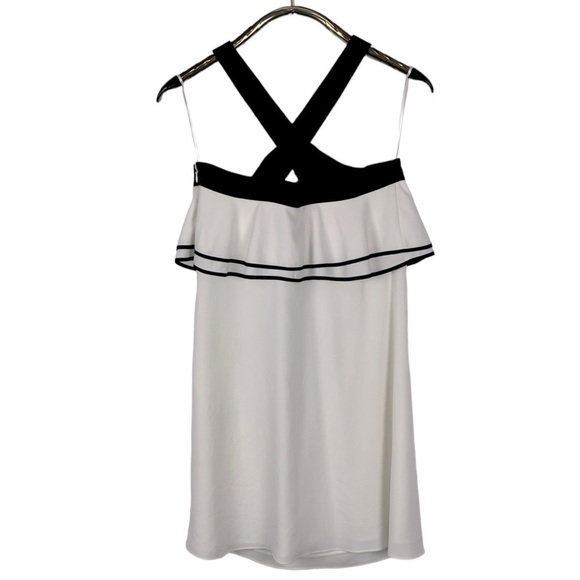 CECE CHARLOTTE WHITE BLACK RUFFLE BUST BOW LOLITA COCKTAIL MINI DRESS - Picture 3 of 13